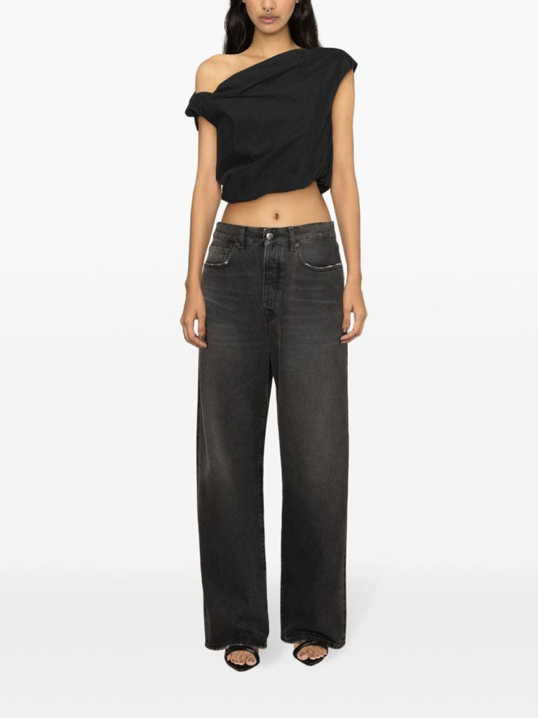 Black Alice One-shoulder Blouse