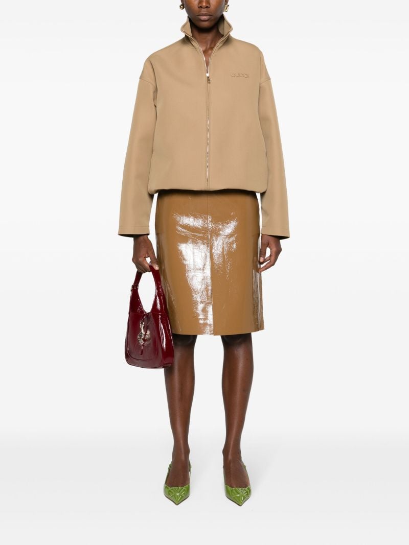 Brown Split-hem Leather Skirt