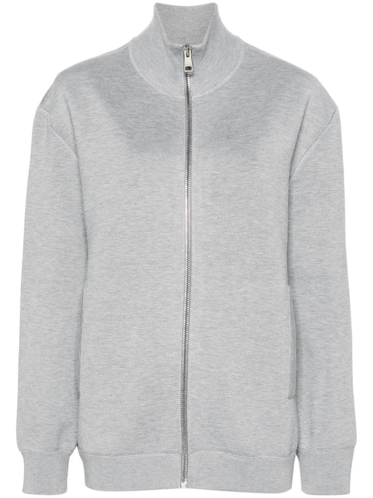 Grey Raised-logo Zip-up Cardigan