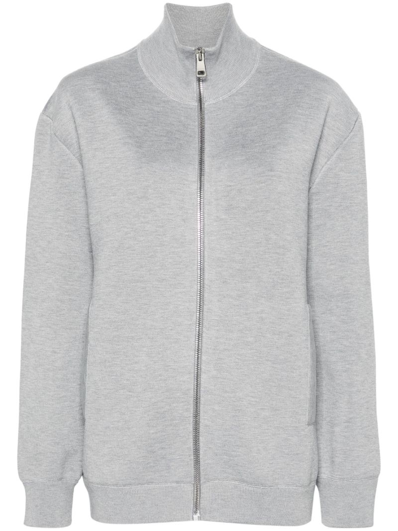 Grey Raised-logo Zip-up Cardigan