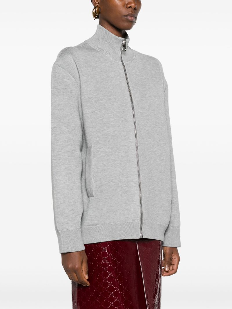 Grey Raised-logo Zip-up Cardigan
