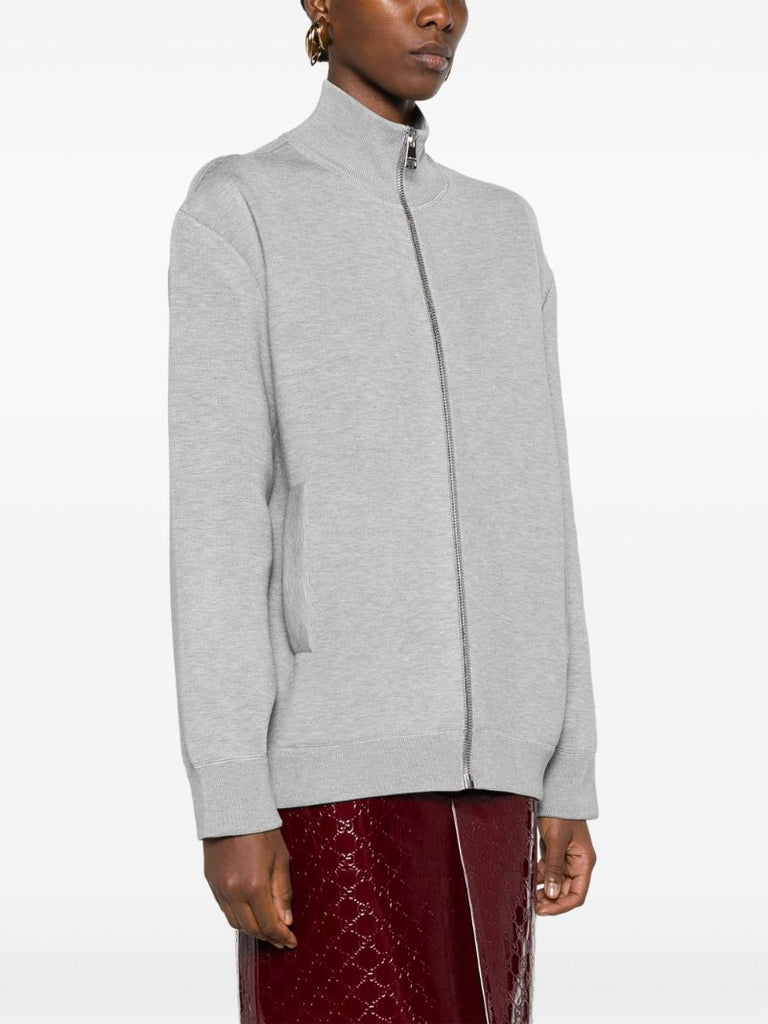 Grey Raised-logo Zip-up Cardigan