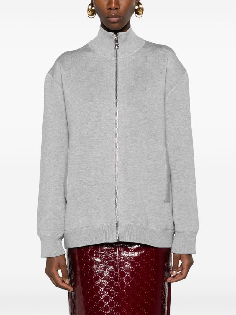 Grey Raised-logo Zip-up Cardigan