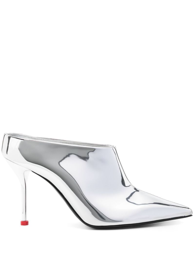 Silver-tone 95 Metallic Leather Pumps