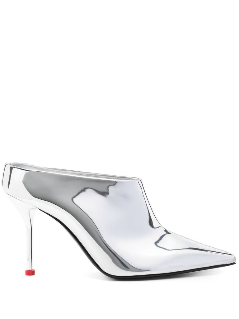 Silver-tone 95 Metallic Leather Pumps