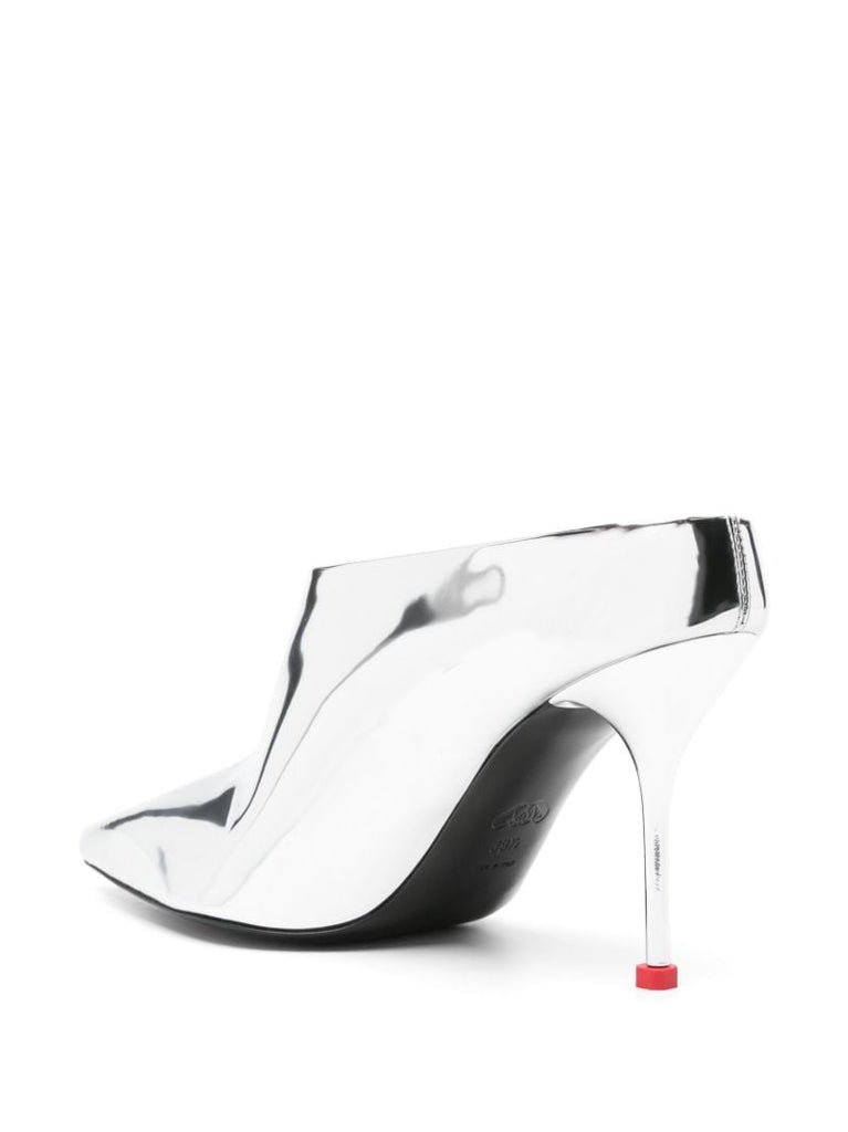 Silver-tone 95 Metallic Leather Pumps