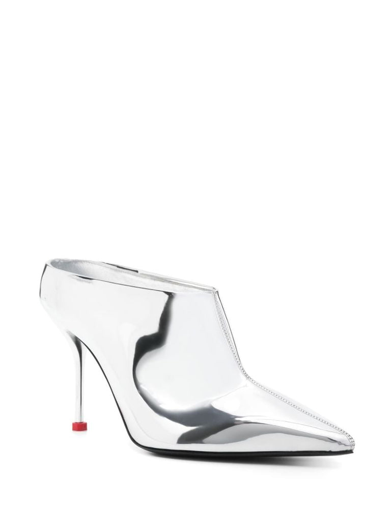 Silver-tone 95 Metallic Leather Pumps
