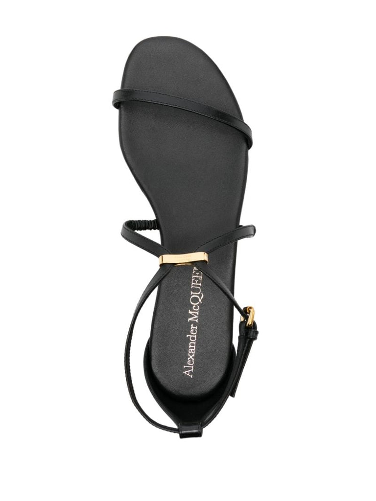 Black Ankle-strap Leather Sandals