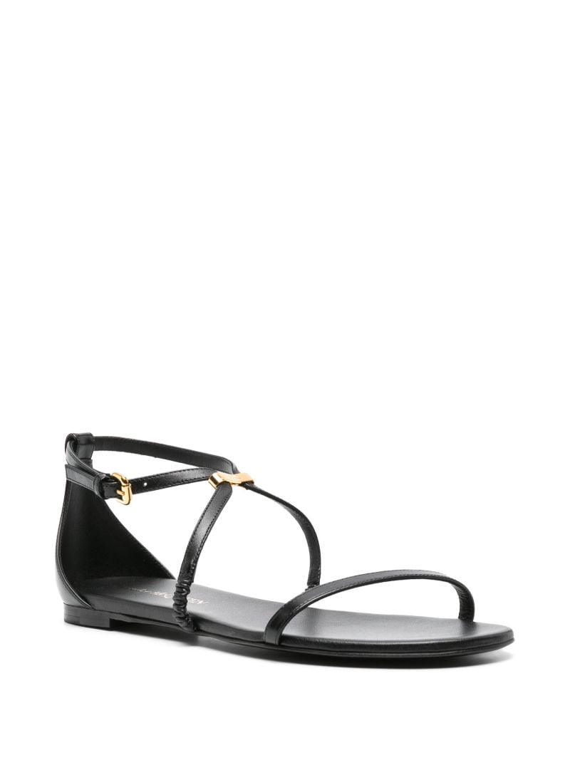 Black Ankle-strap Leather Sandals