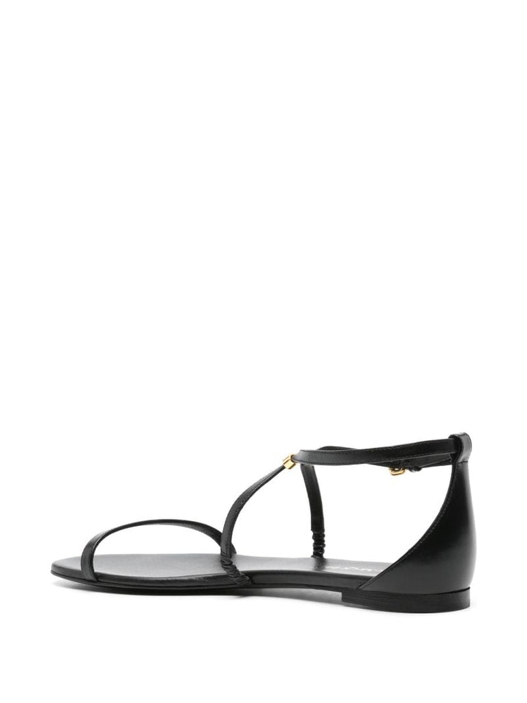 Black Ankle-strap Leather Sandals