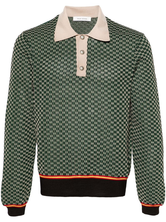 Green Knitted Polo Phirt