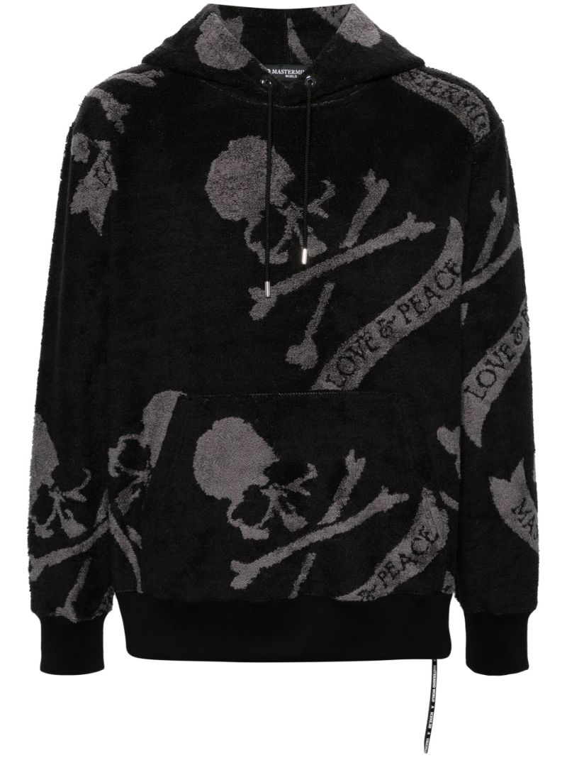 Black Skull-print Cotton Hoodie