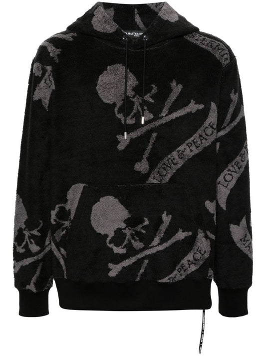 Black Skull-print Cotton Hoodie