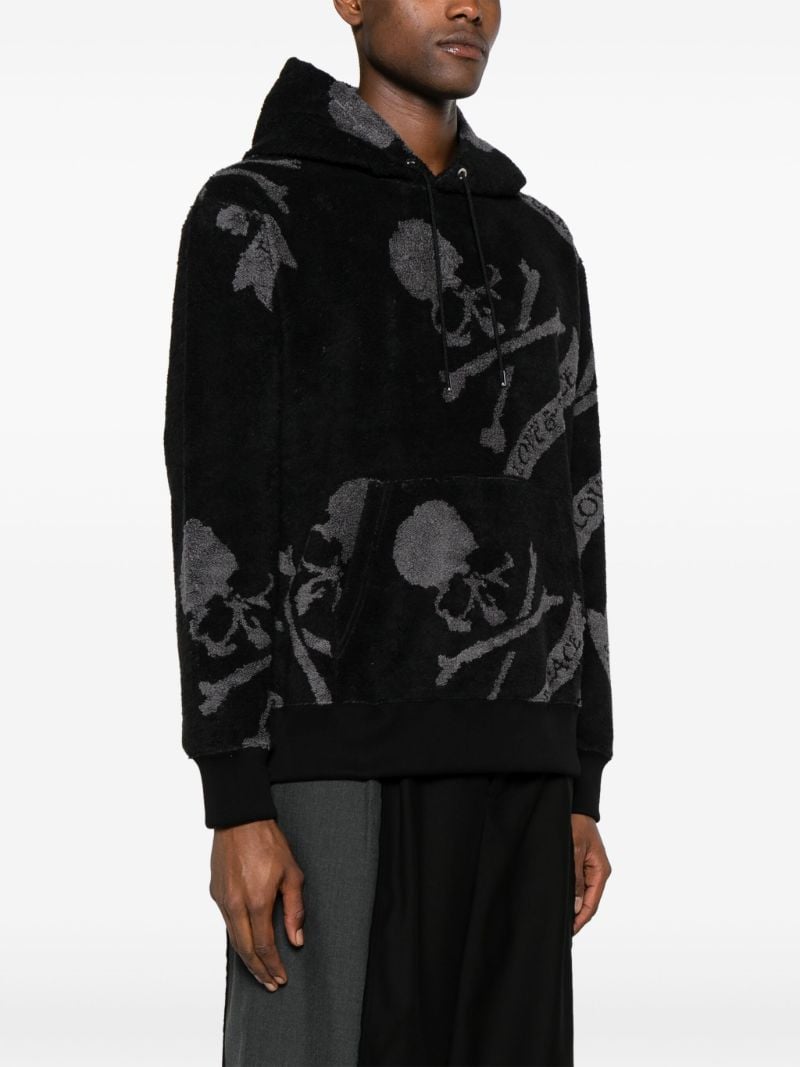 Black Skull-print Cotton Hoodie