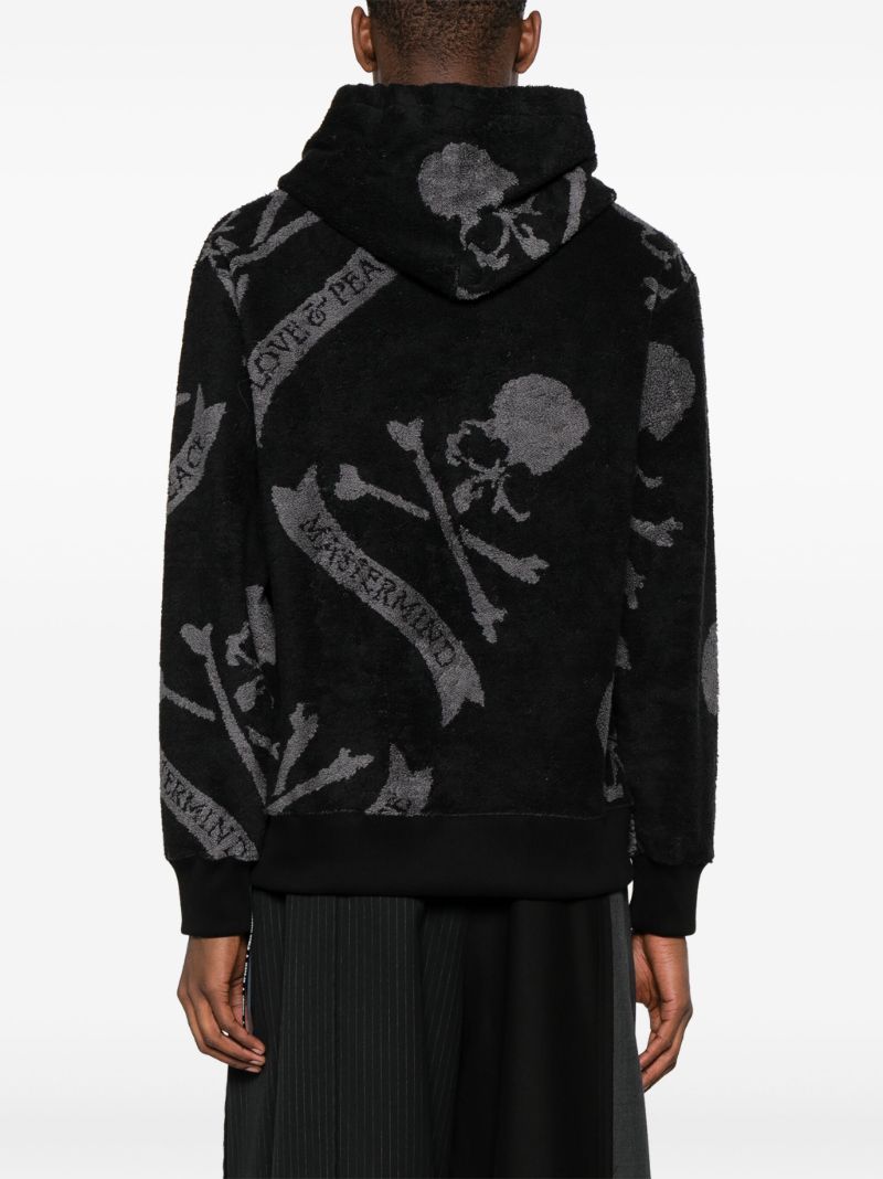 Black Skull-print Cotton Hoodie