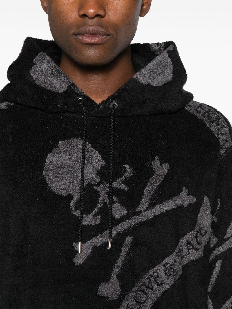 Black Skull-print Cotton Hoodie