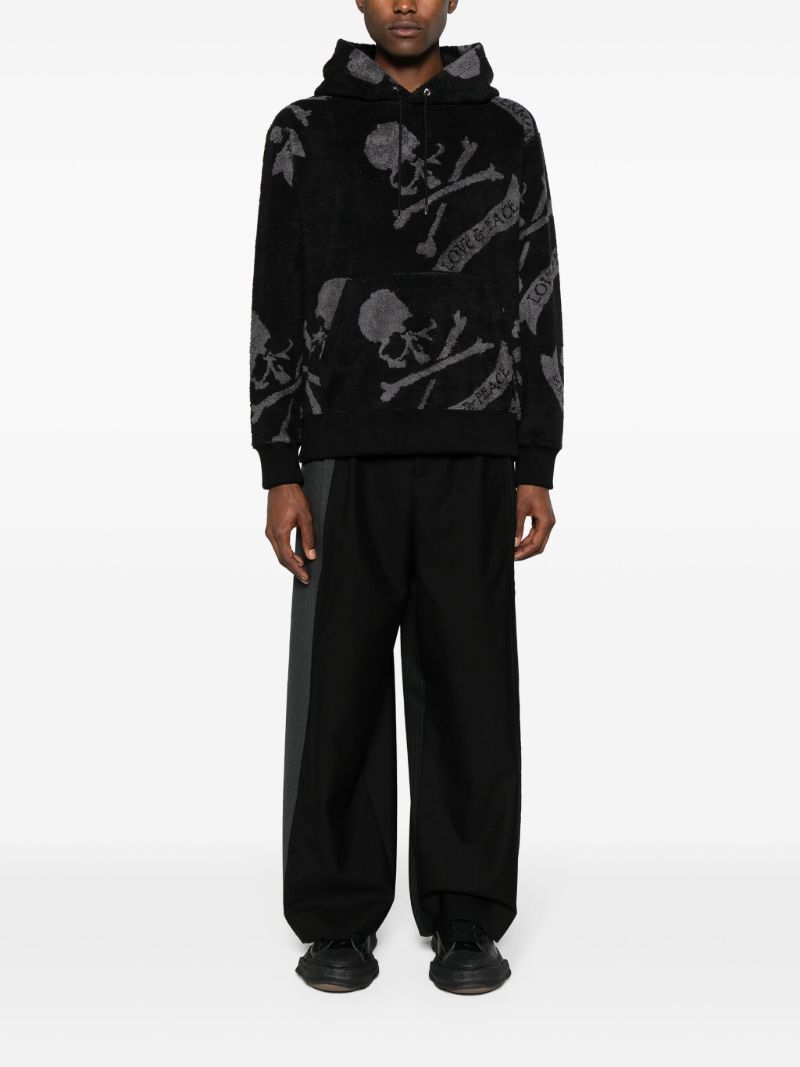 Black Skull-print Cotton Hoodie