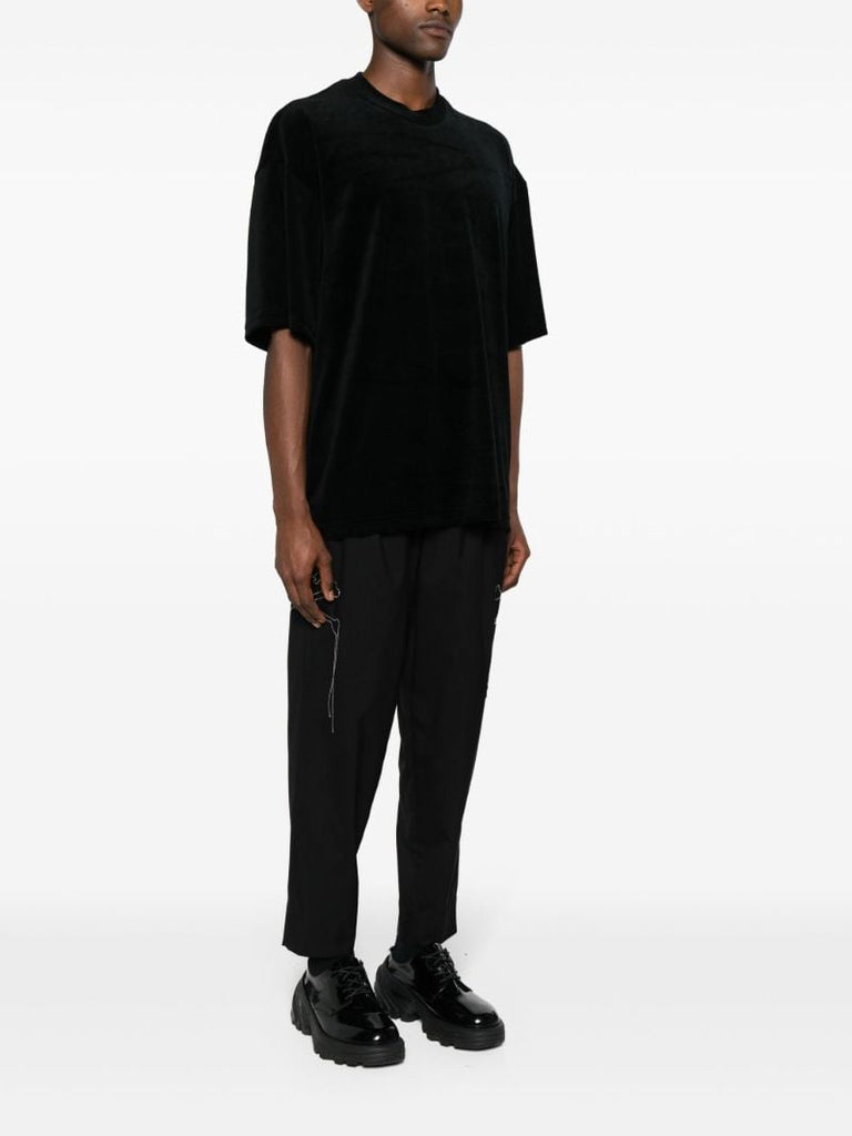Black Skull-print Velour T-shirt