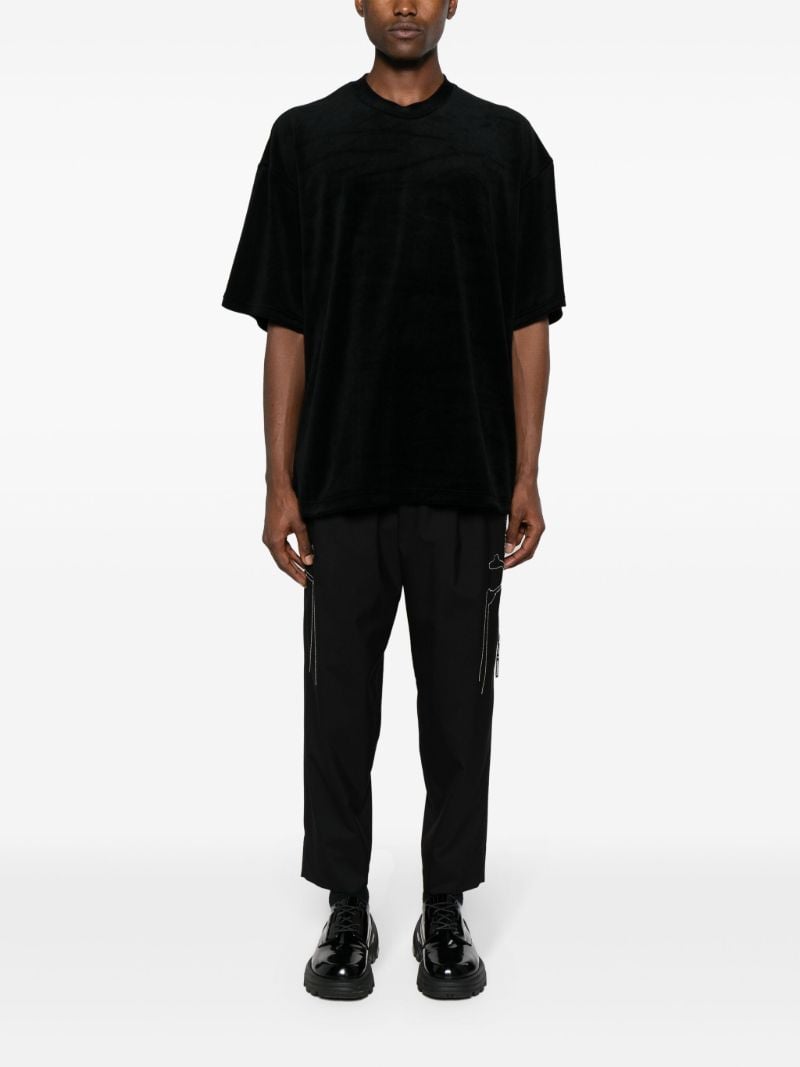 Black Skull-print Velour T-shirt