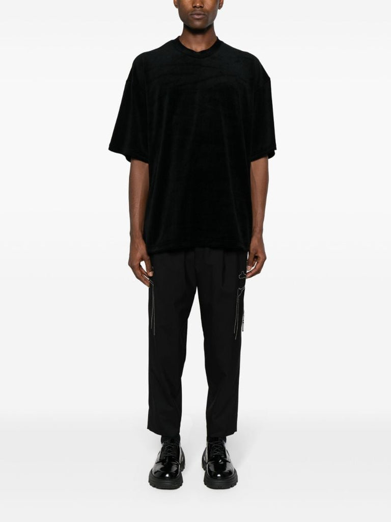 Black Skull-print Velour T-shirt
