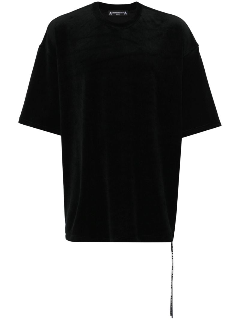 Black Skull-print Velour T-shirt