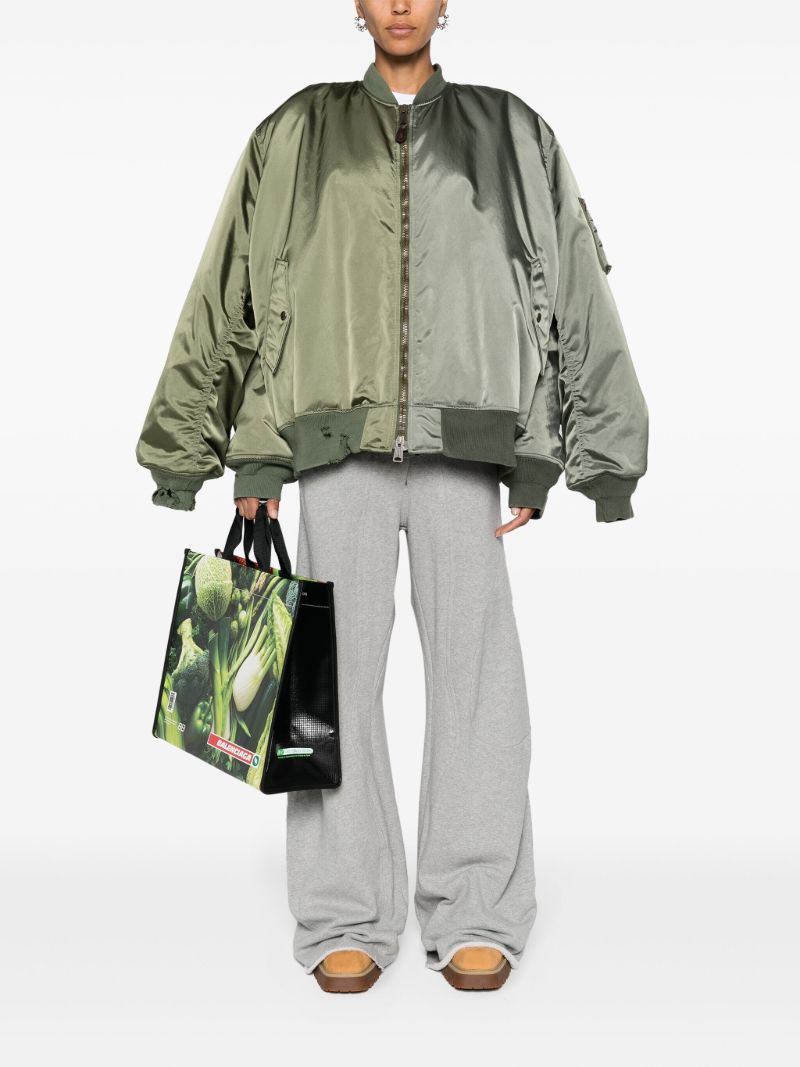 Green Double-sleeves Bomber Jacket