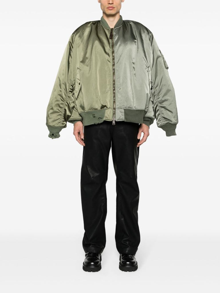 Green Double-sleeves Bomber Jacket