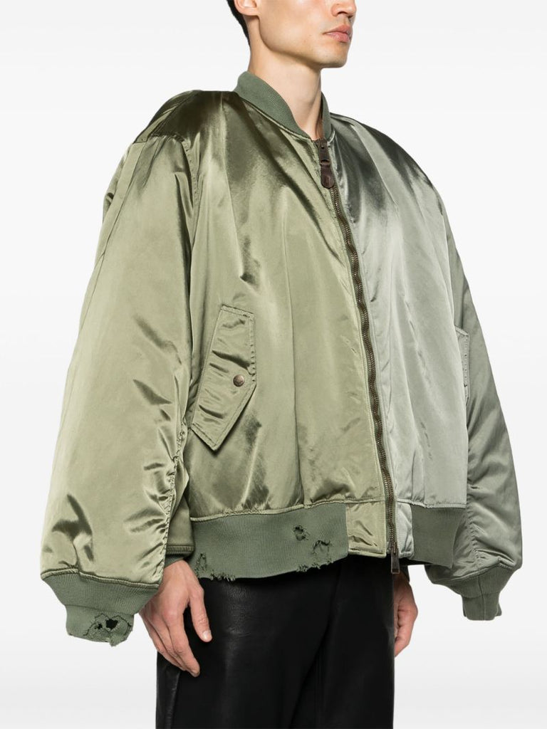 Green Double-sleeves Bomber Jacket