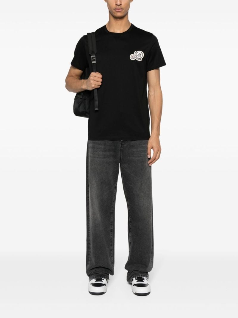 Black Logo-appliquÃ_x0083_Â© Cotton T-shirt