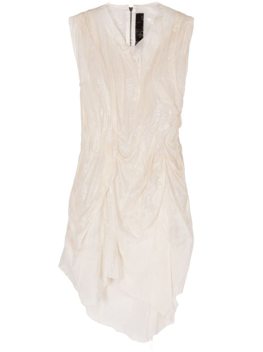 Ivory White Wet Effect Minidress