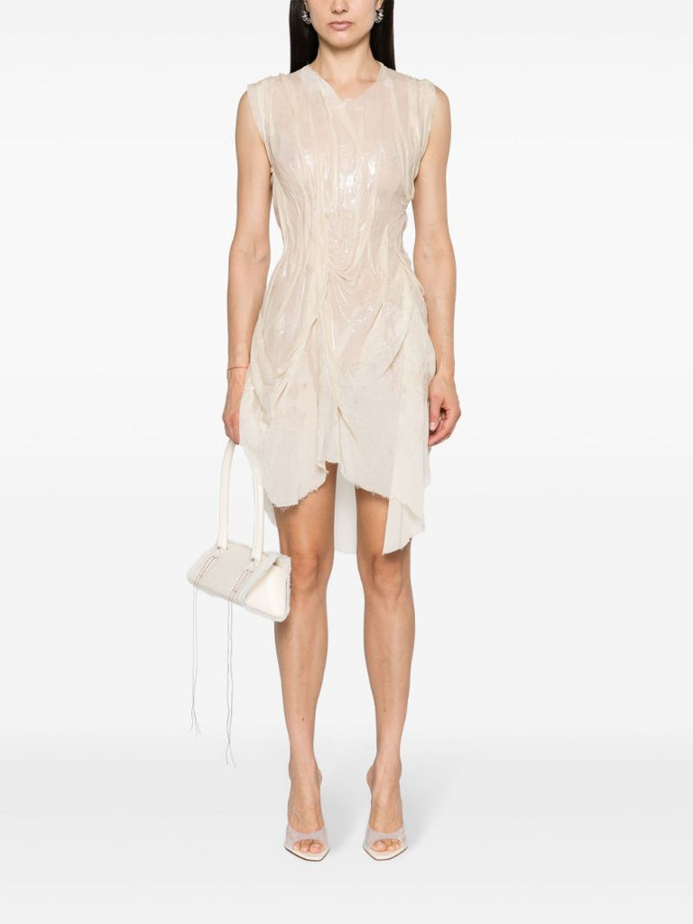 Ivory White Wet Effect Minidress