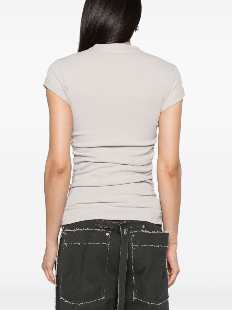 Beige Cap Sleeves Gathered T-shirt