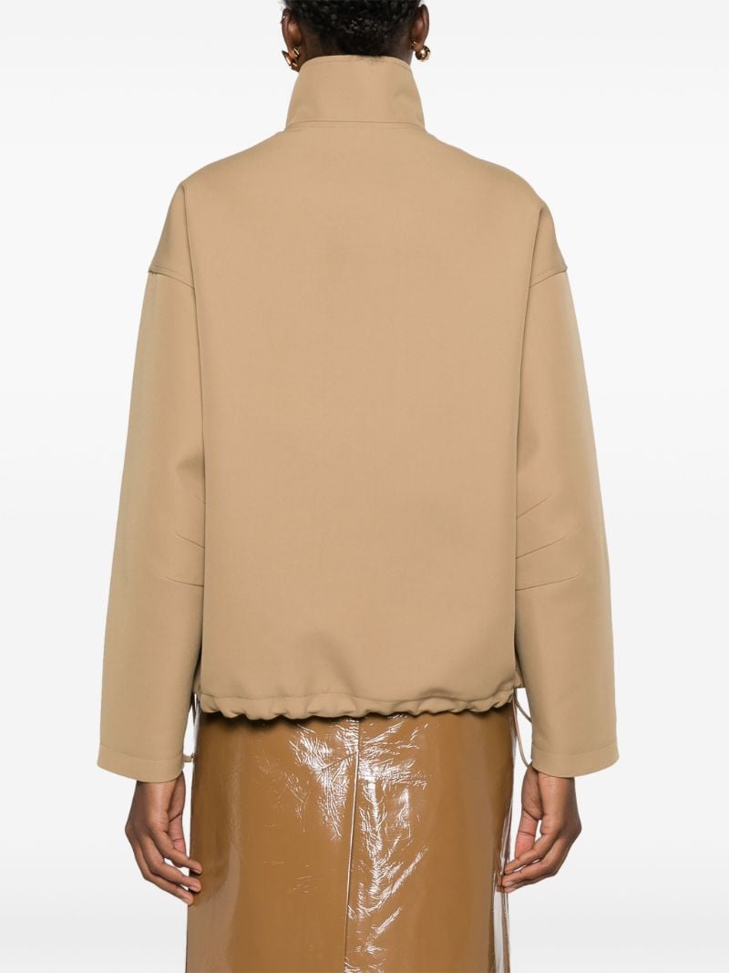 Beige Gabardine Bomber Jacket