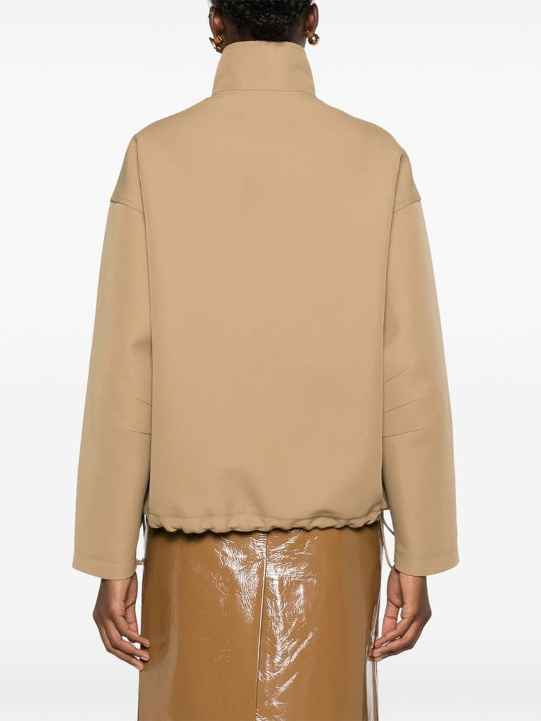 Beige Gabardine Bomber Jacket