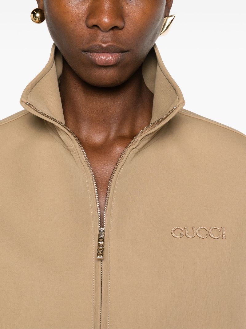 Beige Gabardine Bomber Jacket