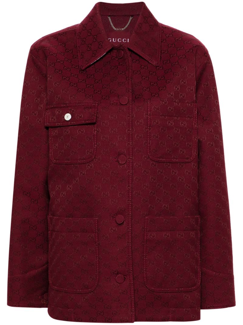 Red Gg Jacquard Military Jacket