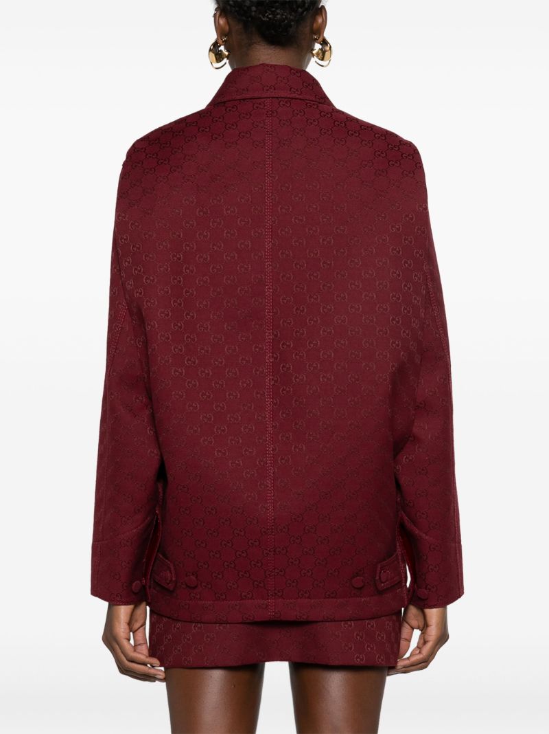 Red Gg Jacquard Military Jacket