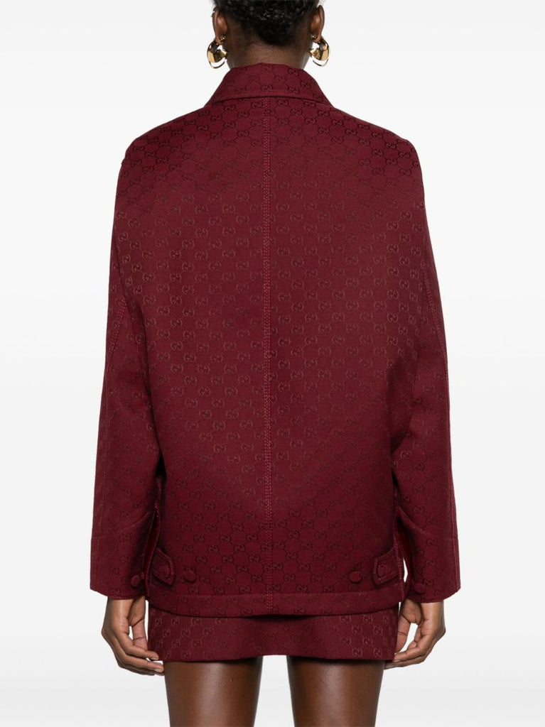 Red Gg Jacquard Military Jacket