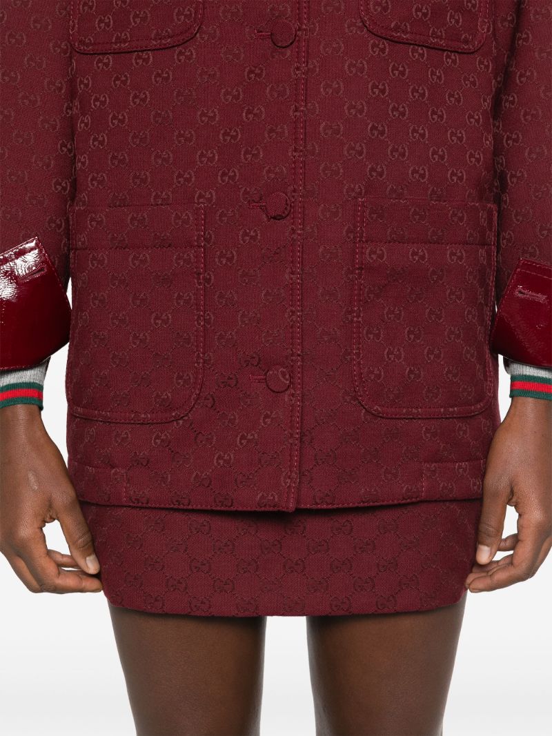 Red Gg Jacquard Military Jacket