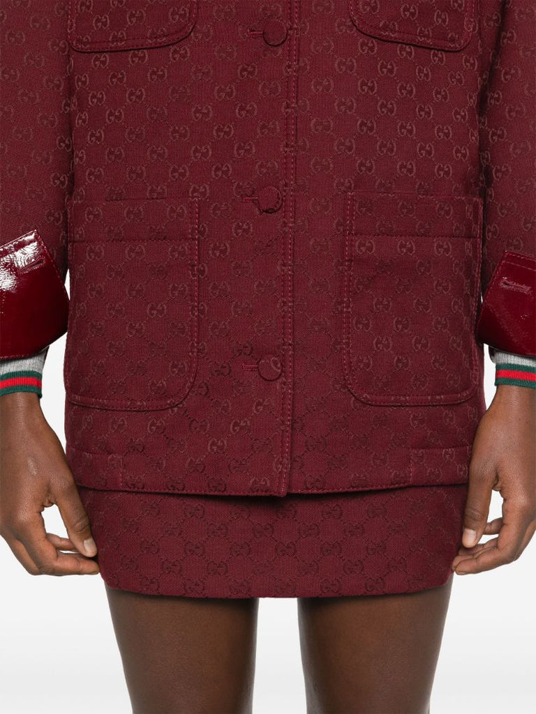 Red Gg Jacquard Military Jacket