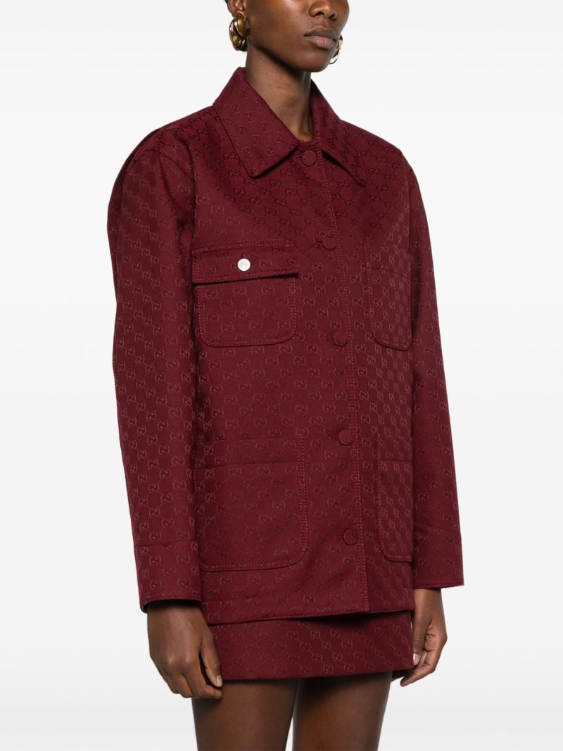 Red Gg Jacquard Military Jacket