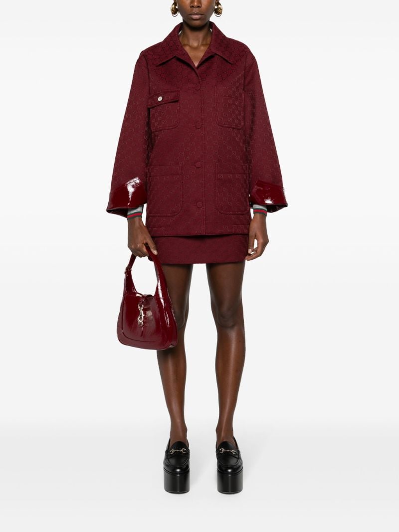 Red Gg Jacquard Military Jacket