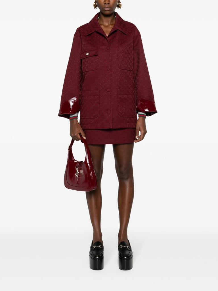 Red Gg Jacquard Military Jacket
