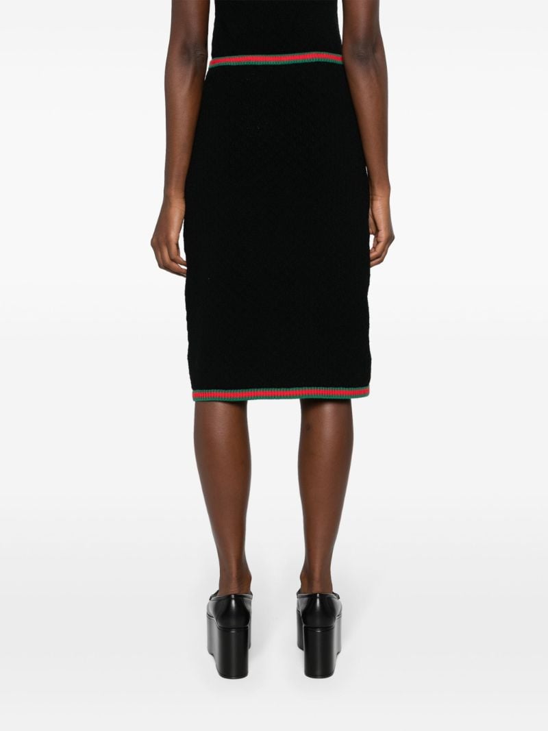 Black Web-stripe Crochet-knit Skirt