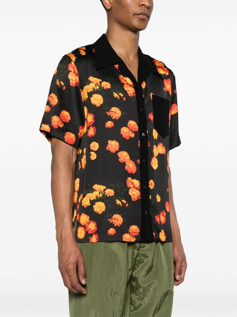 Black Highlife Floral-print Satin Shirt