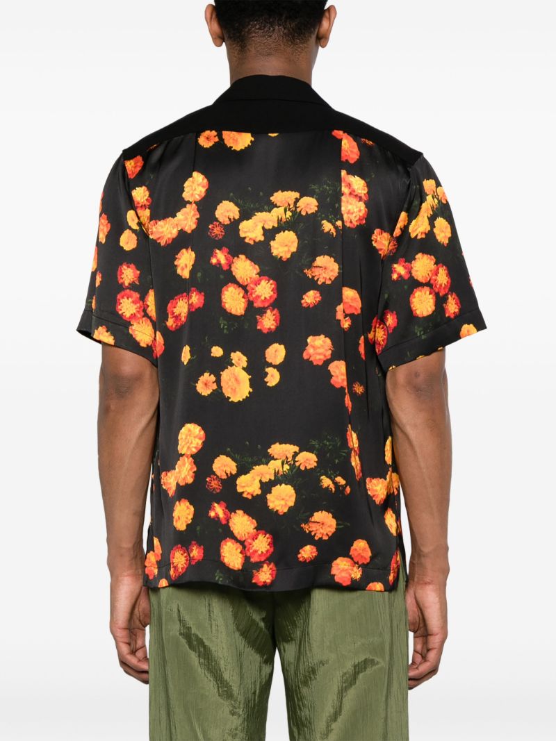 Black Highlife Floral-print Satin Shirt