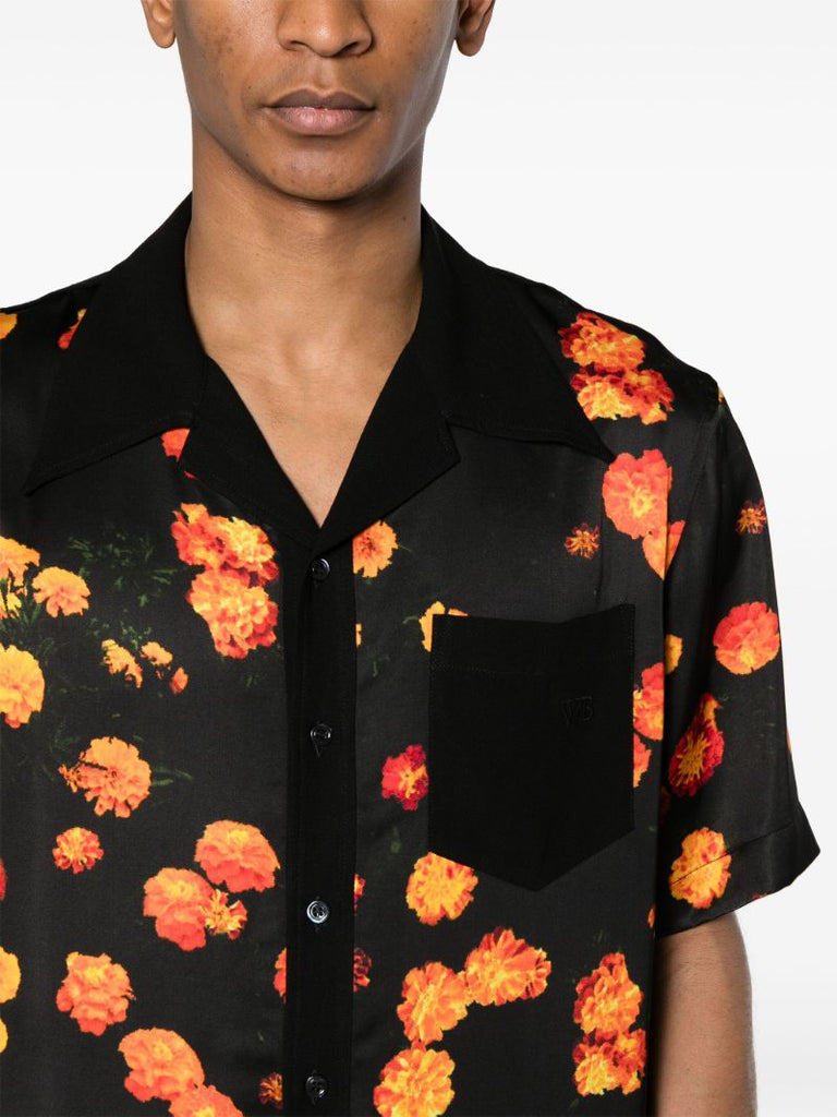 Black Highlife Floral-print Satin Shirt