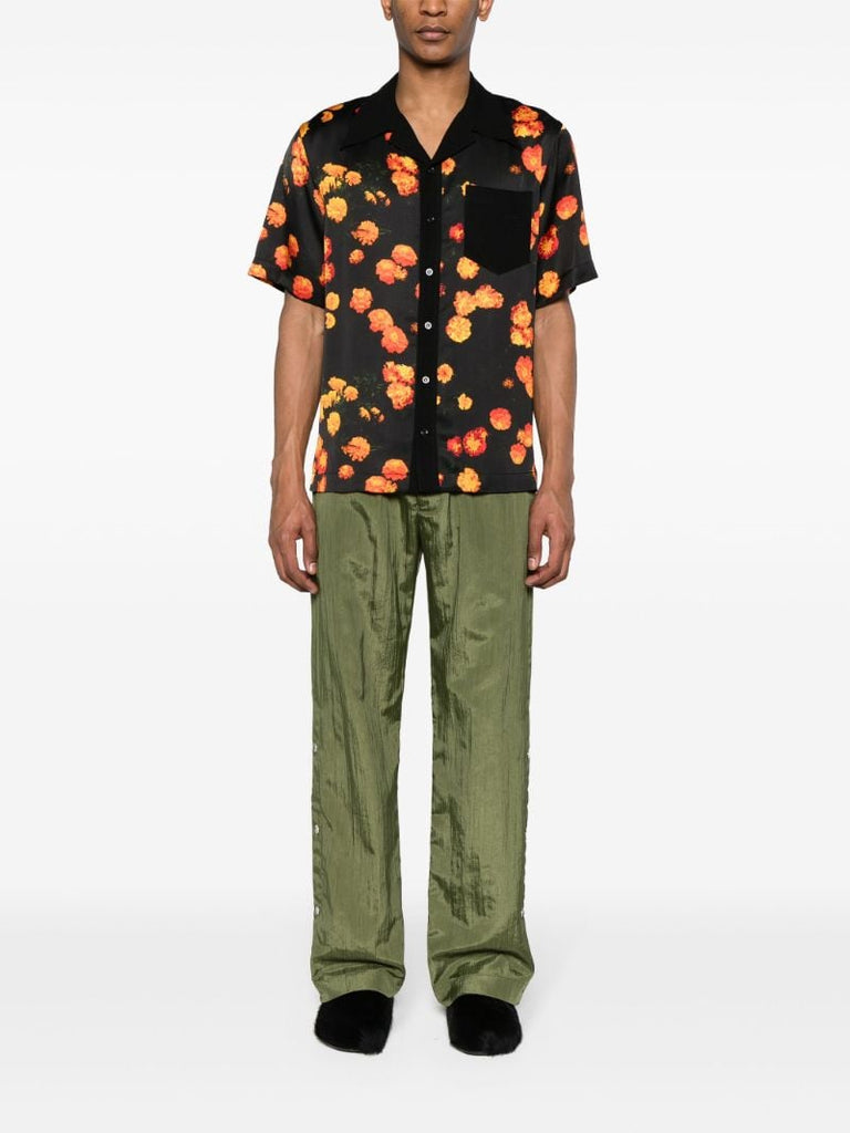 Black Highlife Floral-print Satin Shirt
