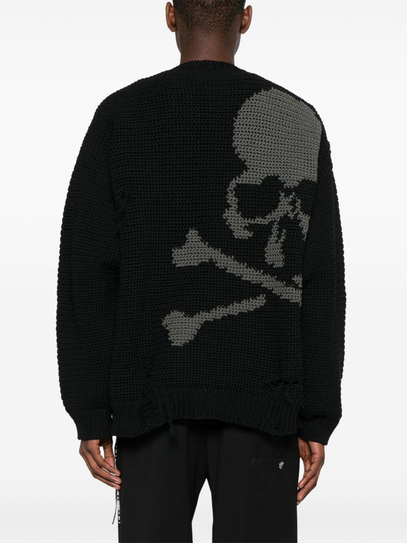 Black Distressed-effect Chunky Cardigan