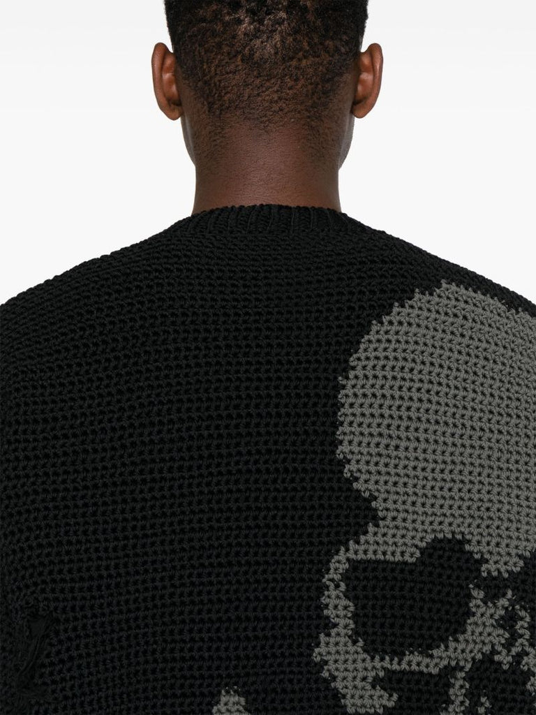 Black Distressed-effect Chunky Cardigan